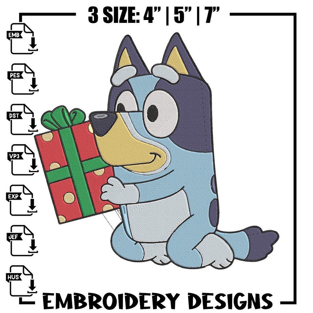 Bluey gift Embroidery Design, Bluey Embroidery, Embroidery File, Chrismas Embroidery, Anime shirt, Digital download.jpg