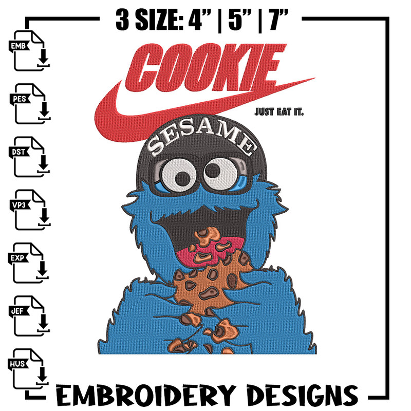 Cookie Monster x nike Embroidery Design, Cookie Monster Embroidery, Embroidery File, Nike Embroidery, Digital download.jpg