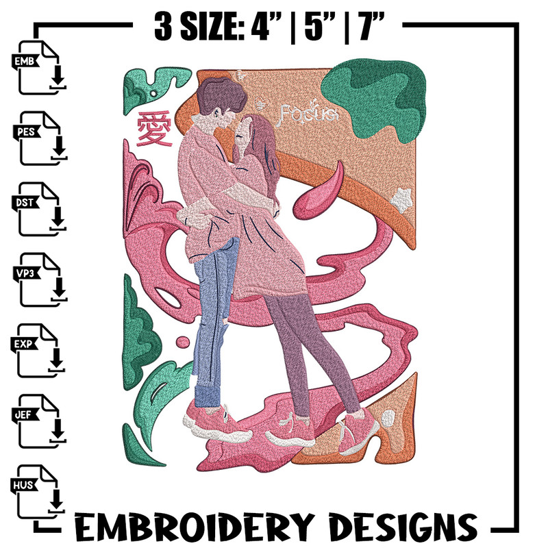 Couple poster Embroidery Design, Couple Embroidery, Embroidery File, Anime Embroidery, Anime shirt, Digital download.jpg