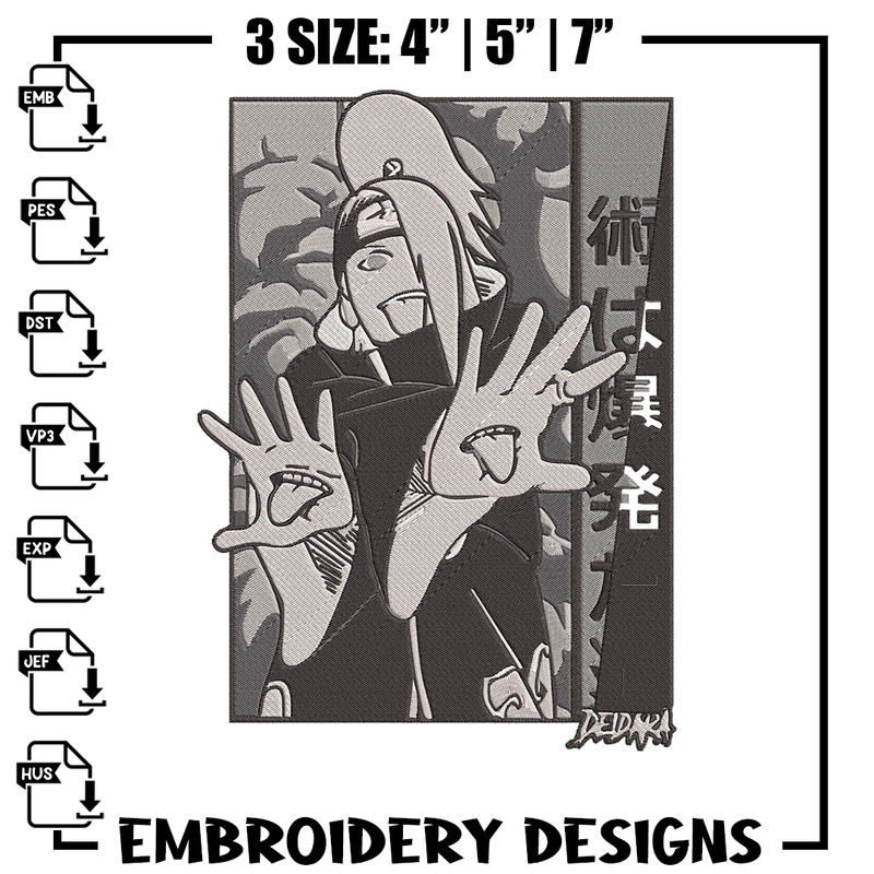 Deidara poster Embroidery Design, Naruto Embroidery, Embroidery File, Anime Embroidery, Anime shirt, Digital download.jpg