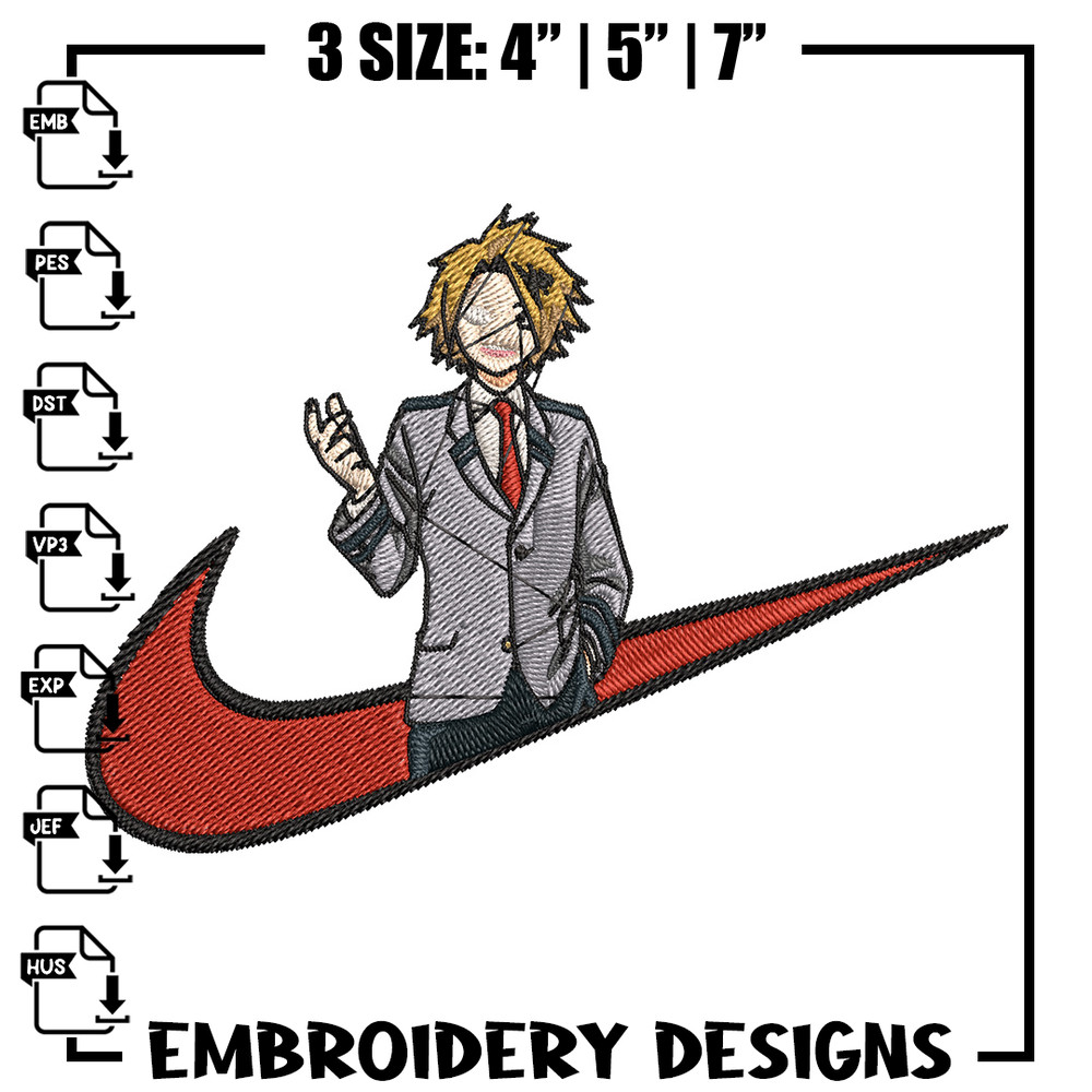Denki x nike Embroidery Design, Mha Embroidery, Embroidery File, Nike Embroidery, Anime shirt, Digital download.jpg