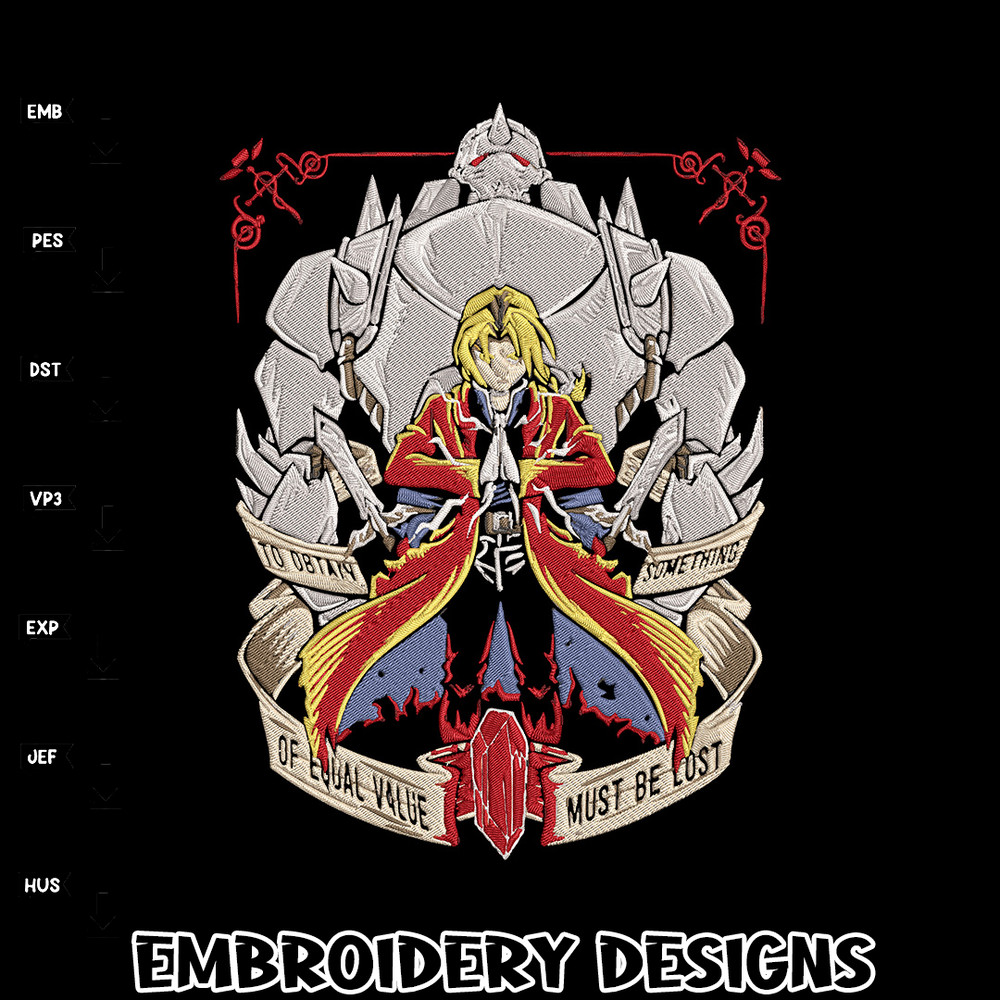Edward Elric Embroidery Design, Fullmetal Embroidery,Embroidery File,Anime Embroidery, Anime shirt, Digital download.jpg