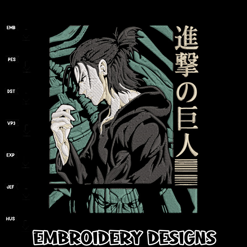 Eren poster Embroidery Design, Aot Embroidery,Embroidery File, Anime Embroidery, Anime shirt, Digital download.jpg