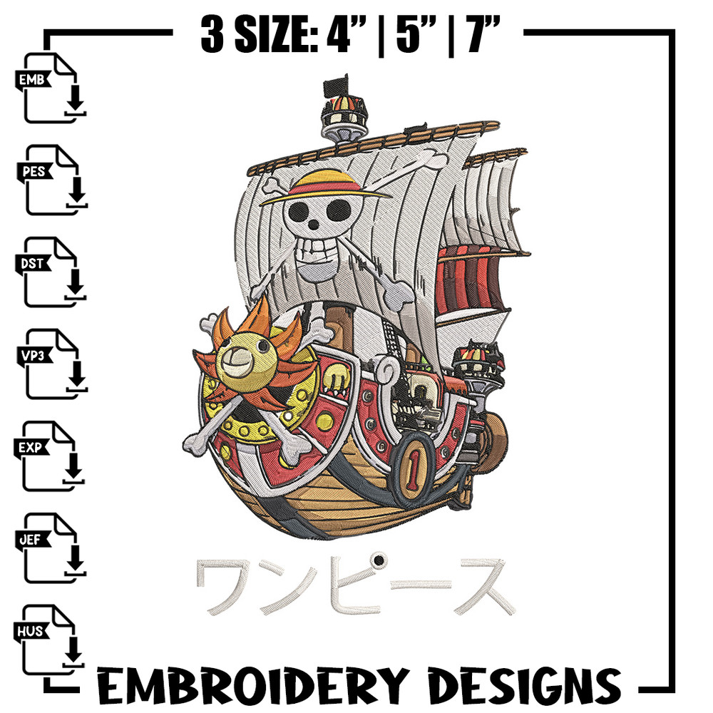 Going merry Embroidery Design, One piece Embroidery, Embroidery File, Anime Embroidery, Anime shirt, Digital download.jpg