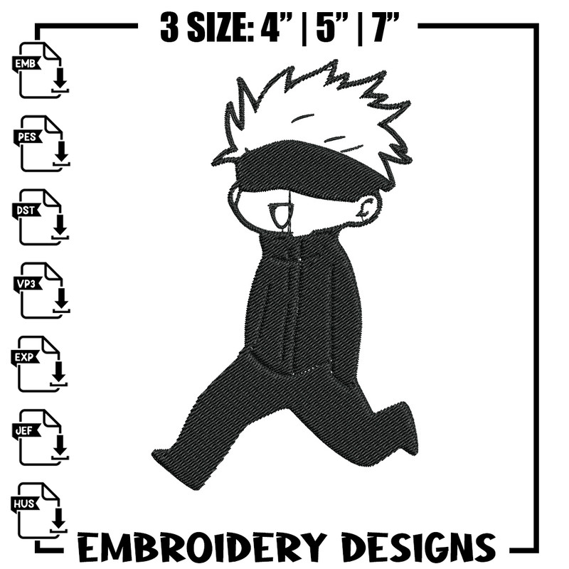 Gojo cute Embroidery Design, Jujutsu Embroidery, Embroidery File, Anime Embroidery, Anime shirt, Digital download.jpg