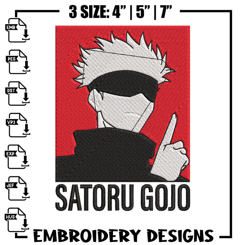 Gojo poster Embroidery Design, Jujutsu Embroidery, Embroidery File, Anime Embroidery,Anime shirt, Digital download.jpg