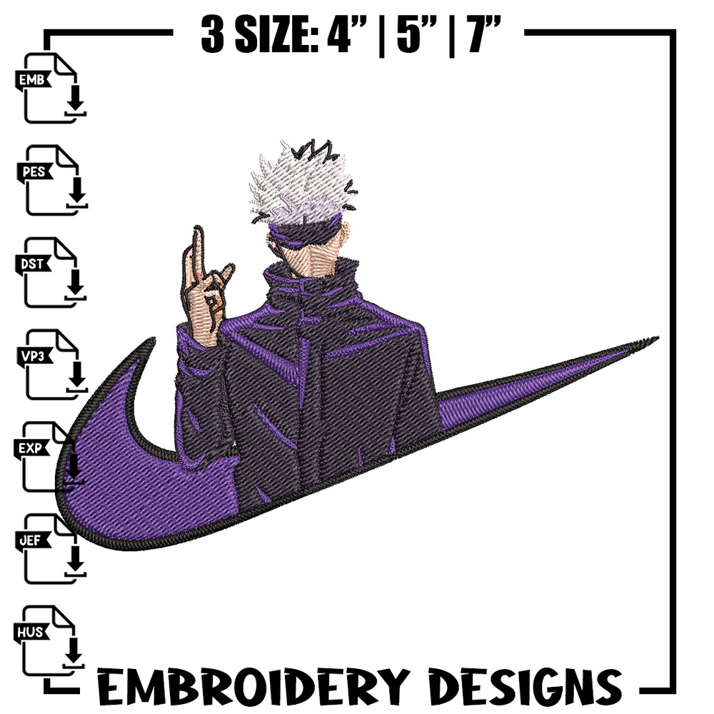 Gojo x nike Embroidery Design, Jujutsu Embroidery, Embroidery File, Nike Embroidery, Anime shirt, Digital download.jpg