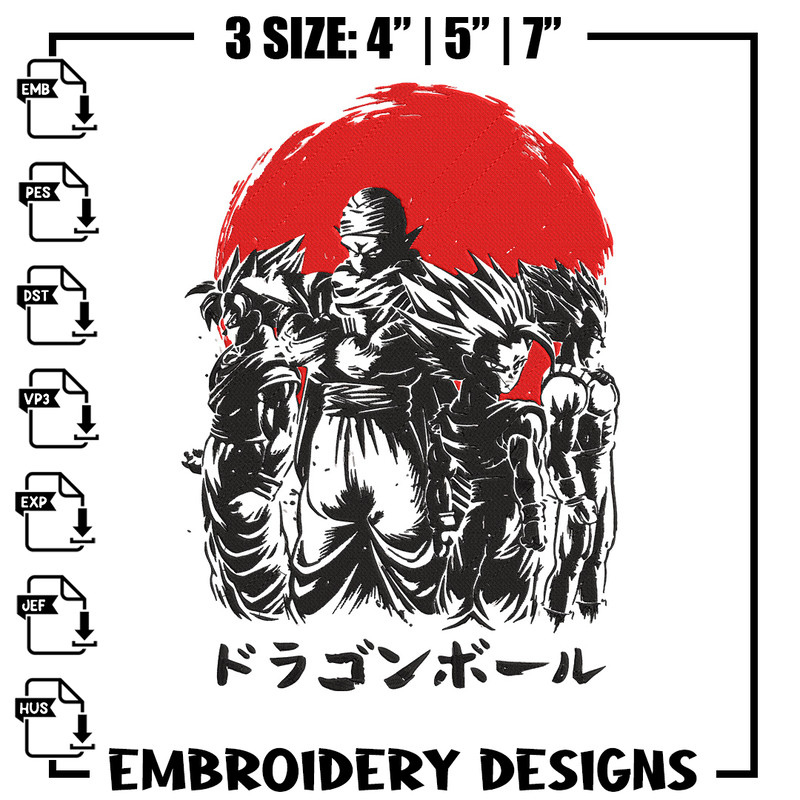 Goku friends Embroidery Design, Dragonball Embroidery, Embroidery File, Anime Embroidery, Anime shirt, Digital download.jpg