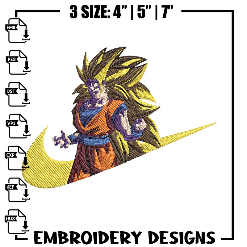 Goku ssj 3 Embroidery Design, Dragonball Embroidery, Embroidery File, Nike Embroidery, Anime shirt, Digital download.jpg