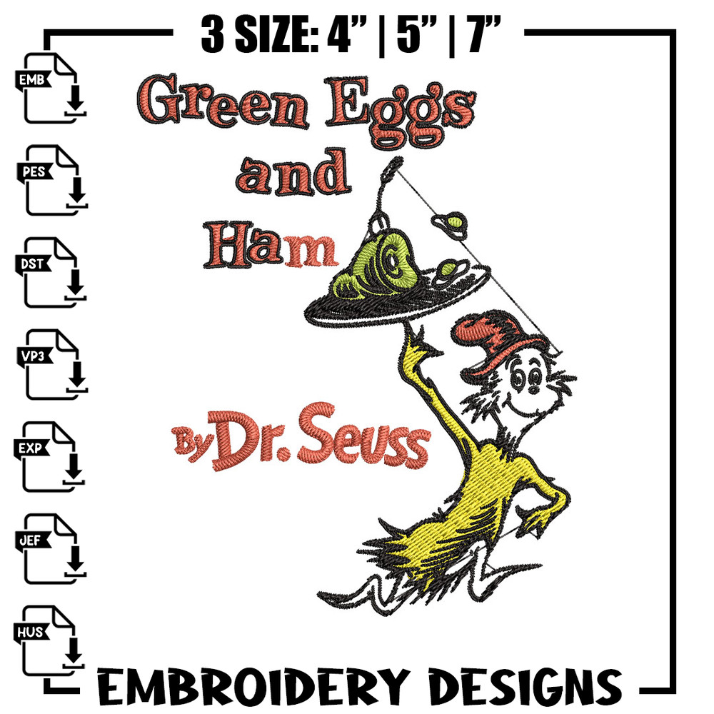 Green eggs and ham buy Dr. Seuss Embroidery Design, Dr Seuss Embroidery, Embroidery File, Digital download..jpg