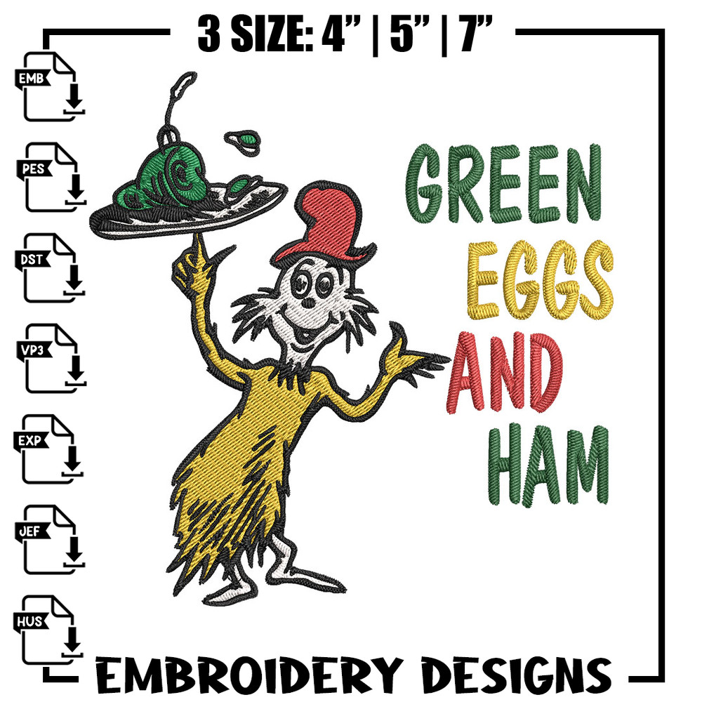 Green eggs and ham Embroidery Design, Dr Seuss Embroidery, Embroidery File, Embroidery design, Digital download.jpg