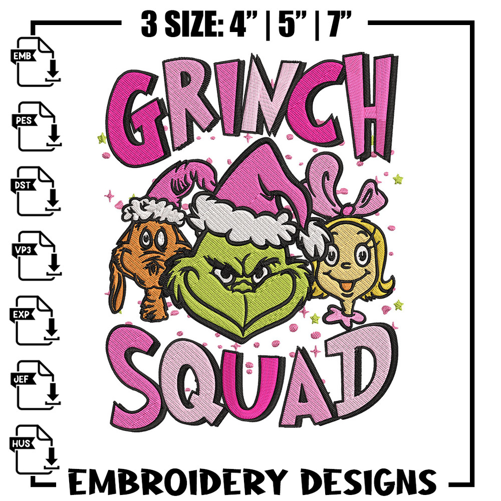 Grinch squad Embroidery Design, Grinch Embroidery, Embroidery File, Chrismas Embroidery, Anime shirt, Digital download.jpg