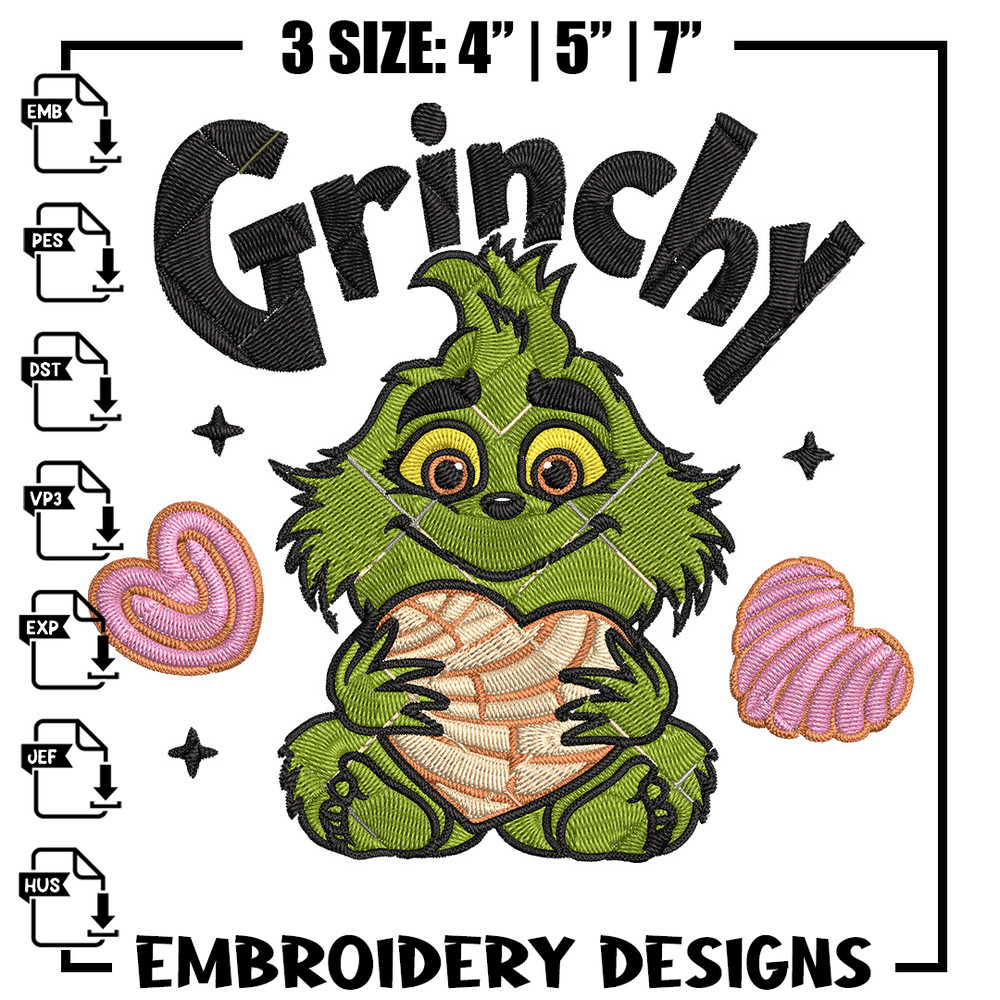 Grinchy cute Embroidery Design, Grinch Embroidery, Embroidery File, Chrismas Embroidery, Anime shirt,Digital download.jpg