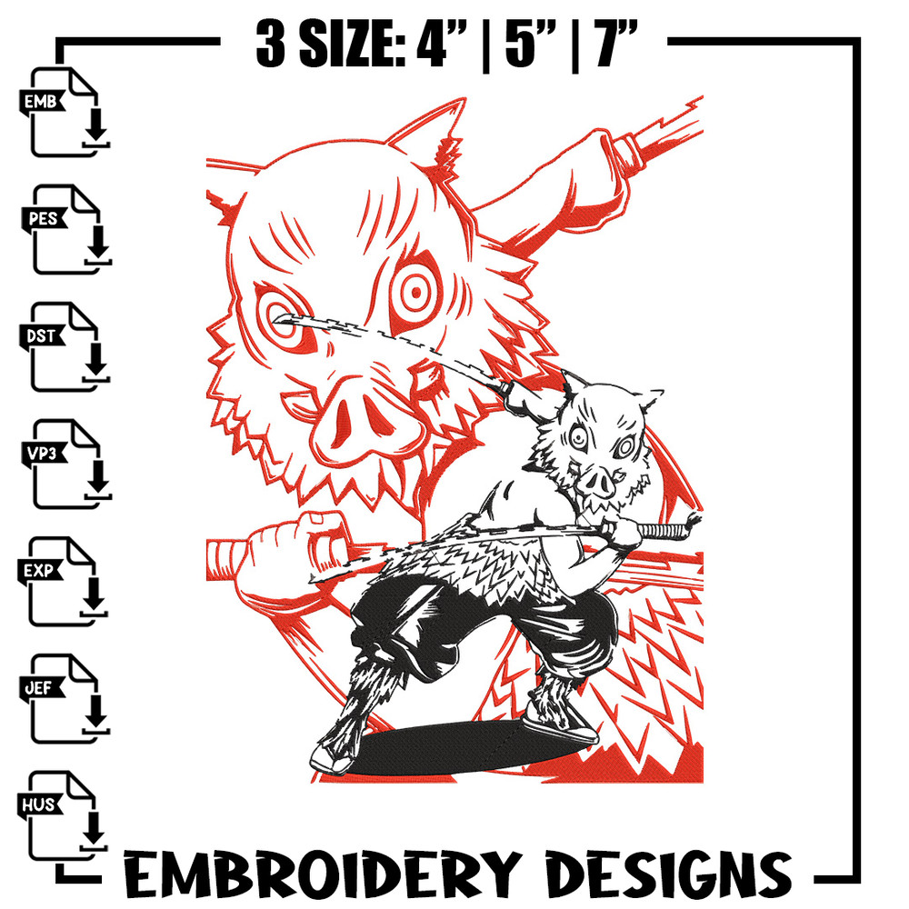 Hashibira Inosuke Embroidery Design, Demon slayer Embroidery, Embroidery File, Anime Embroidery, Digital download.jpg