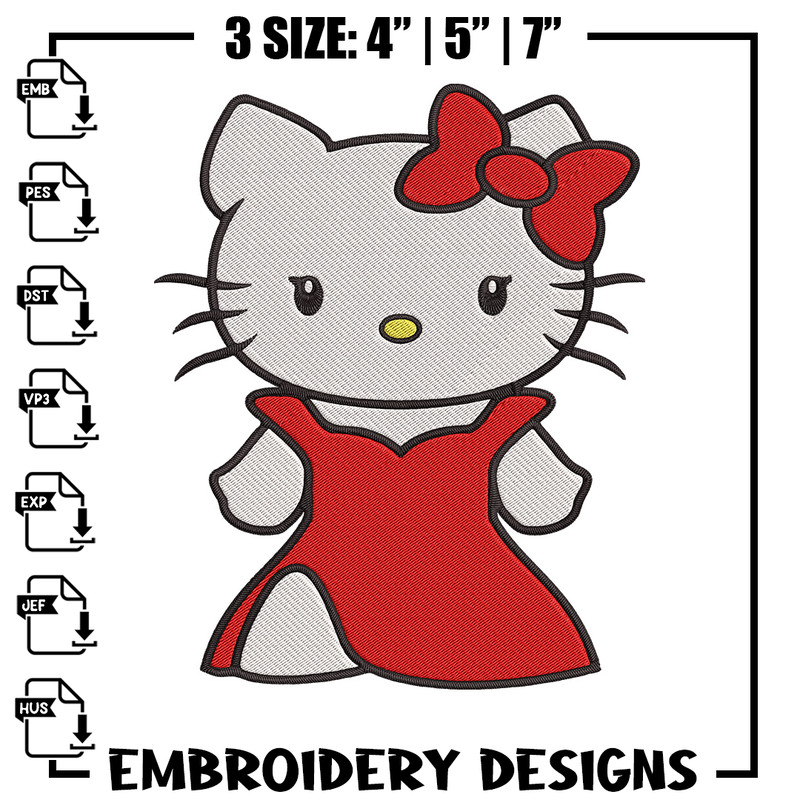 Hello kitty dress Embroidery Design, Hello kitty Embroidery, Embroidery File, Anime Embroidery, Digital download.jpg