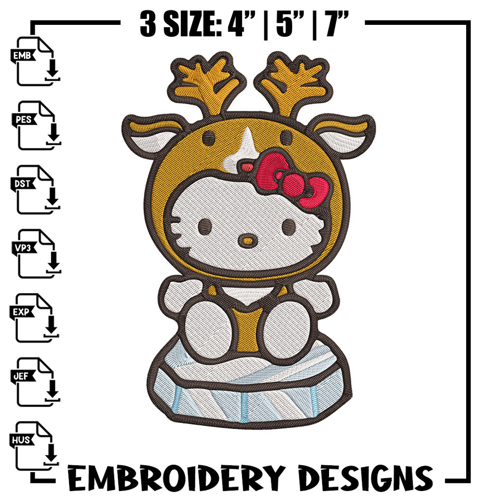 Hello kitty reineer Embroidery Design, Hello kitty Embroidery, Embroidery File, Anime Embroidery, Digital download.jpg