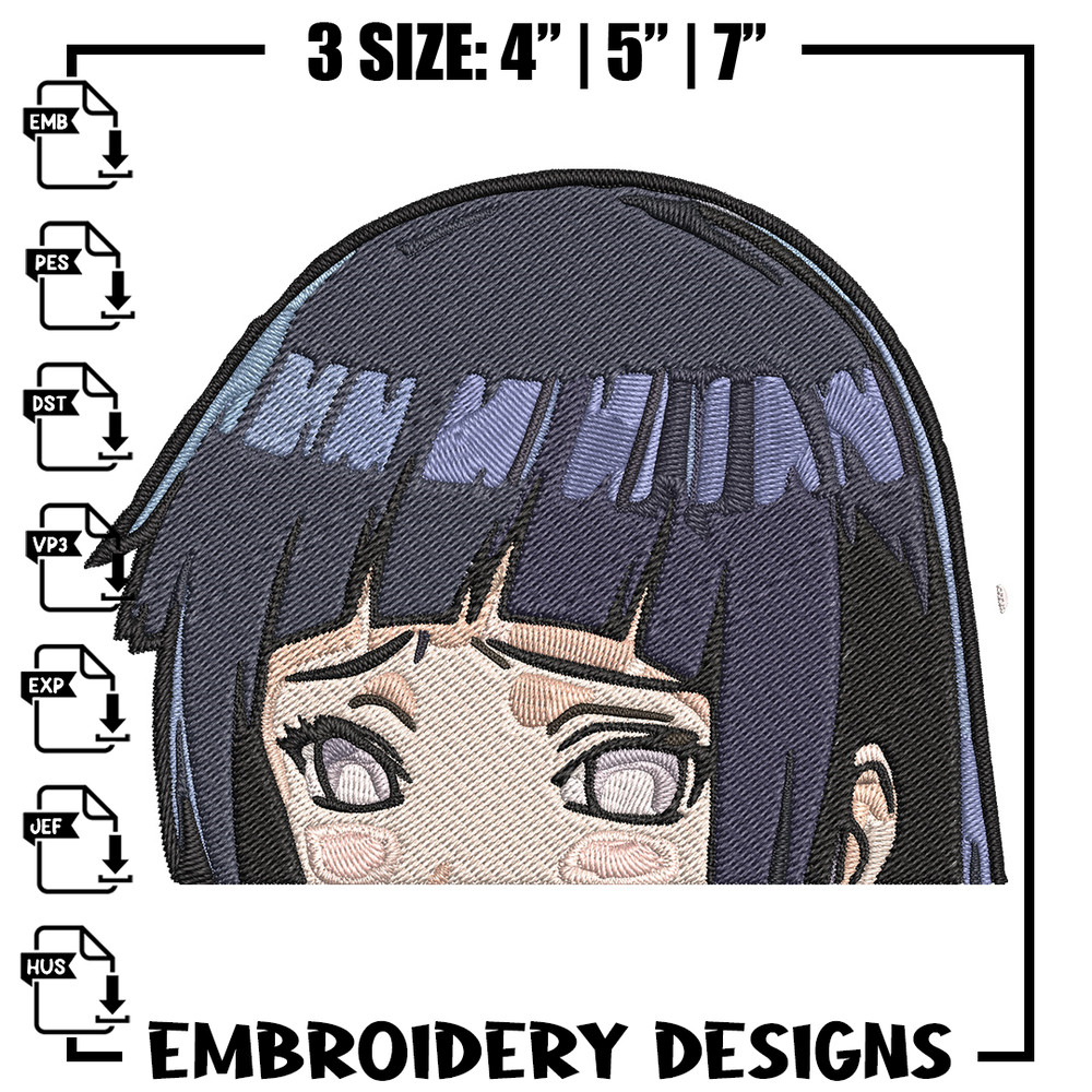 Hinata Peeker Embroidery Design, Naruto Embroidery, Embroidery File, Anime Embroidery, Anime shirt, Digital download.jpg