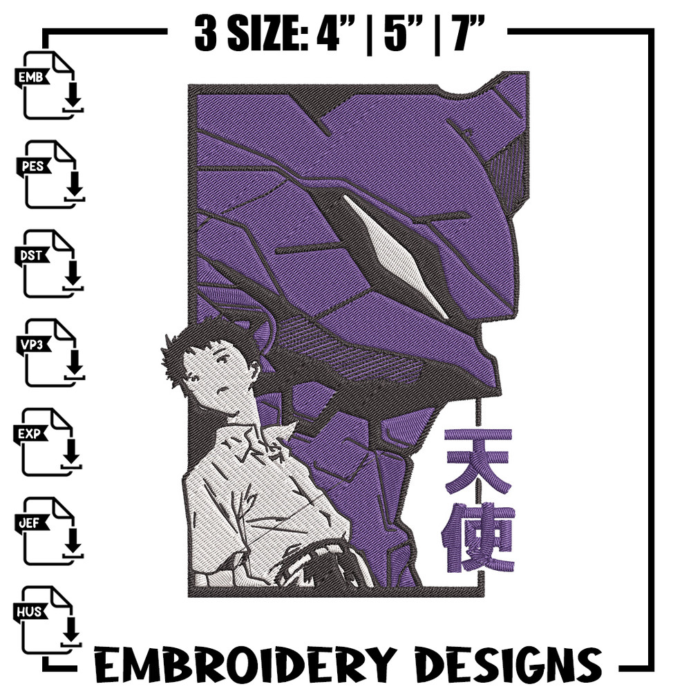 Ikari Shinji Embroidery Design, Evangelion Embroidery, Embroidery File, Anime Embroidery, Anime shirt, Digital download.jpg