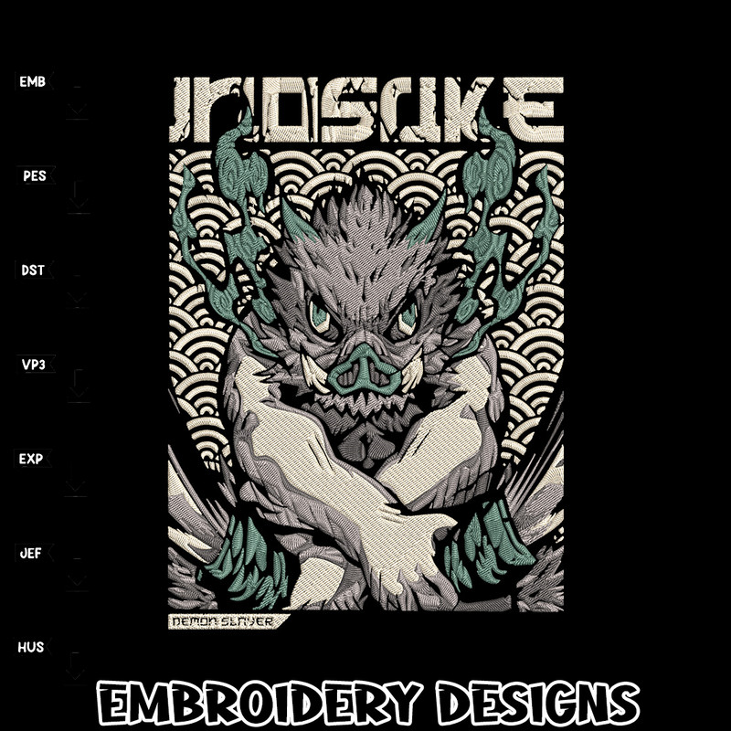 Inosuka poster Embroidery Design, Demon slayer Embroidery, Embroidery File,Anime Embroidery,Anime shirt,Digital download.jpg
