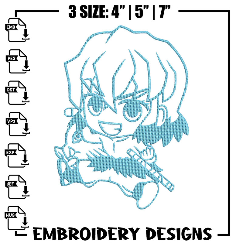 Inosuke chibi Embroidery Design,Demon slayer Embroidery,Embroidery File,Anime Embroidery,Anime shirt, Digital download.jpg