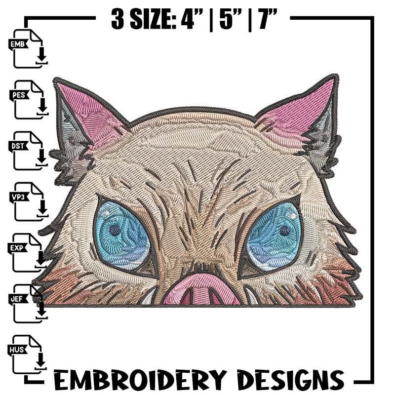 Inosuke Peeker Embroidery Design, Demon slayer Embroidery, Embroidery File, Anime Embroidery, Digital download..jpg