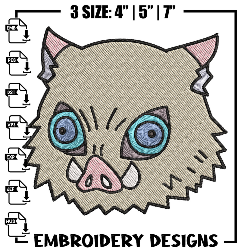 Inosuke sticker Embroidery Design, Demon slayer Embroidery, Embroidery File, Anime Embroidery, Digital download.jpg