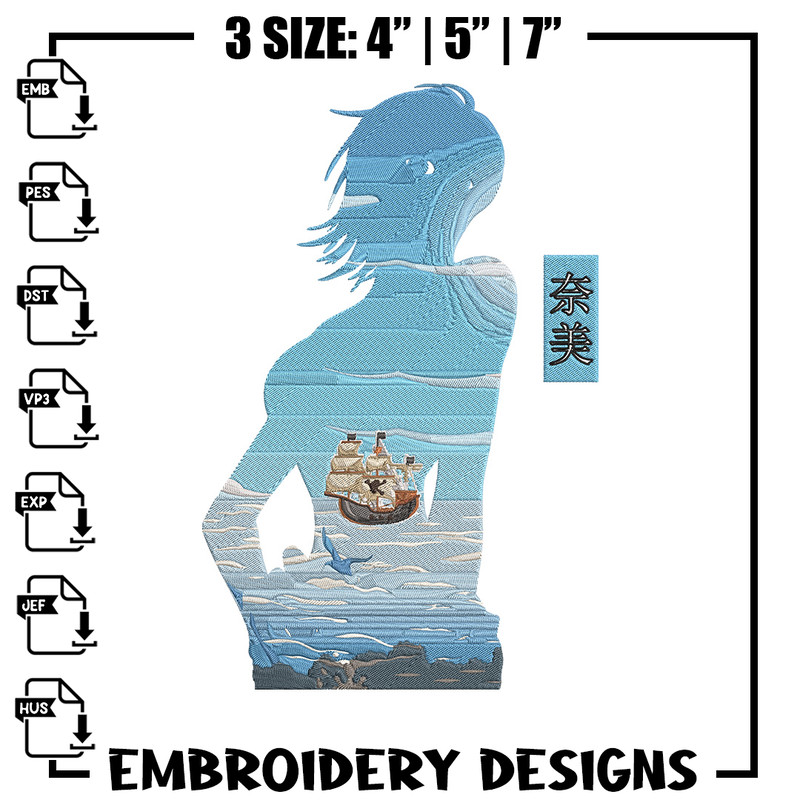 Nami poster Embroidery Design, One piece Embroidery, Embroidery File, Anime Embroidery, Anime shirt, Digital download.jpg