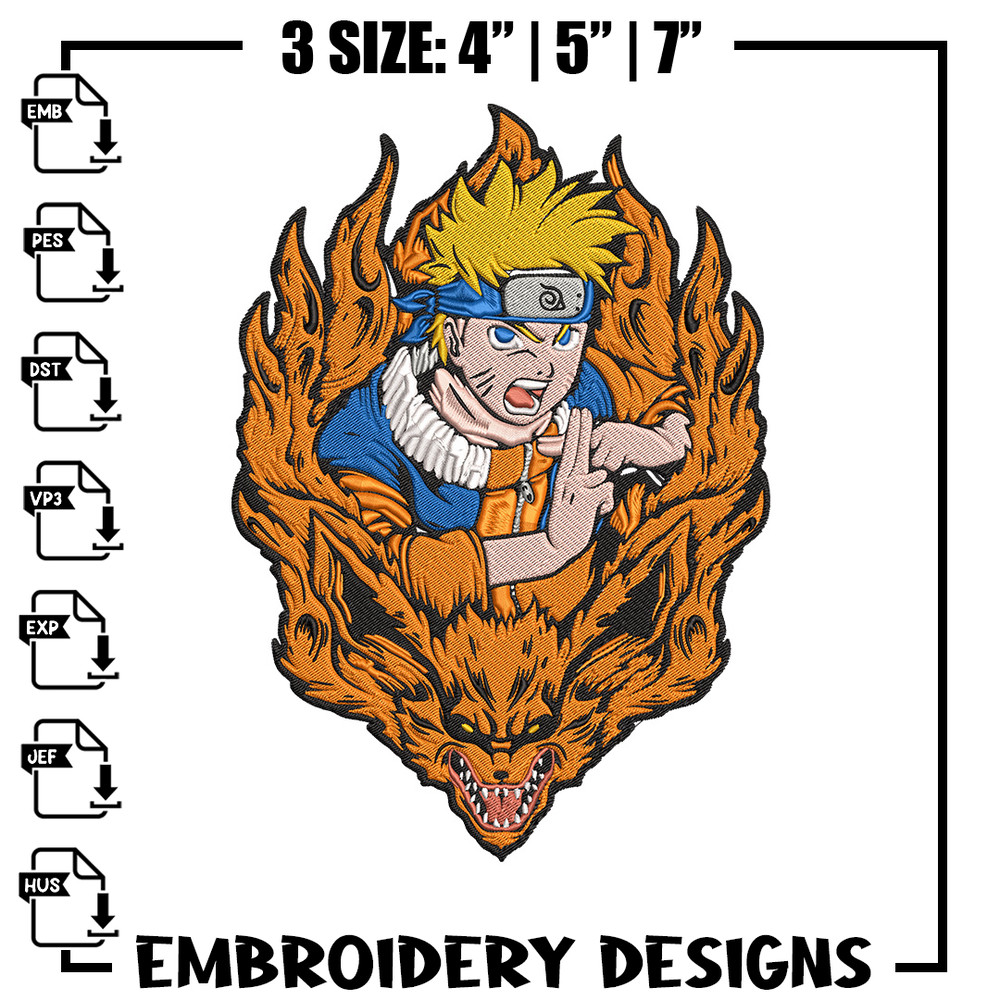Naruto kurama Embroidery Design, Naruto Embroidery, Embroidery File, Anime Embroidery, Anime shirt, Digital download.jpg