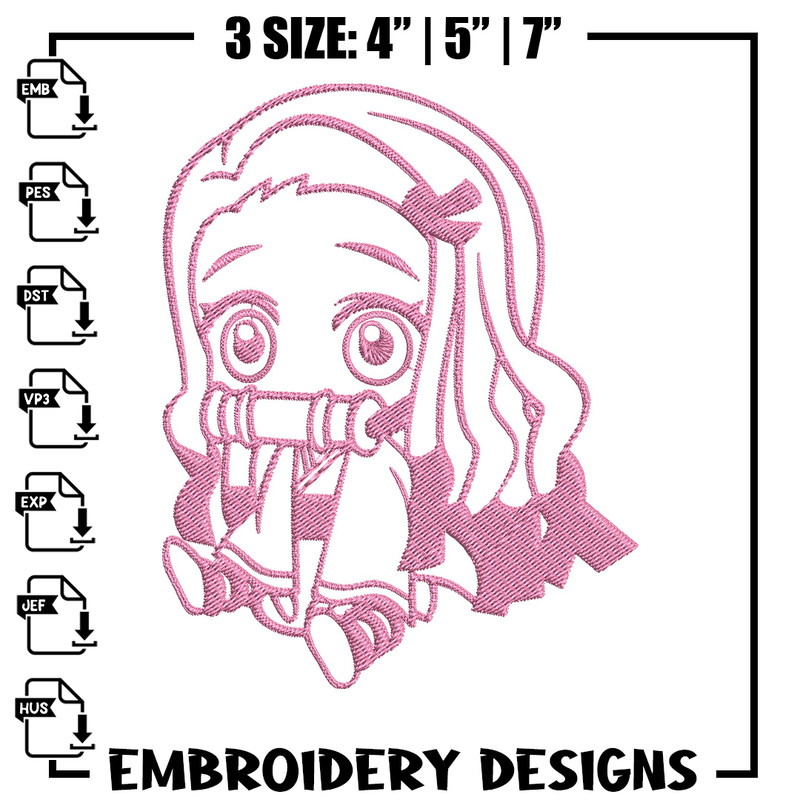 Nezuko chibi Embroidery Design, Demon slayer Embroidery, Embroidery File, Anime Embroidery, Digital download..jpg