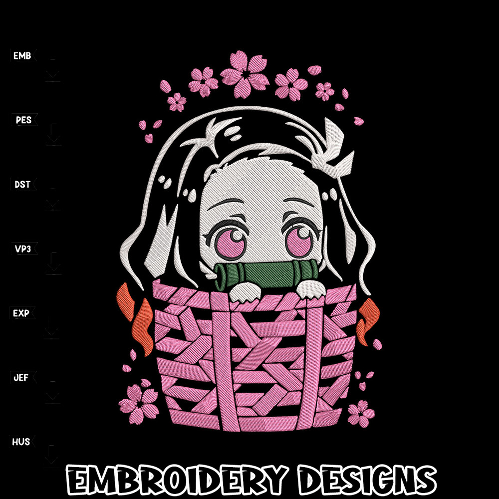 Nezuko chibi Embroidery Design, Demon slayer Embroidery, Embroidery File, Anime Embroidery,Digital download..jpg