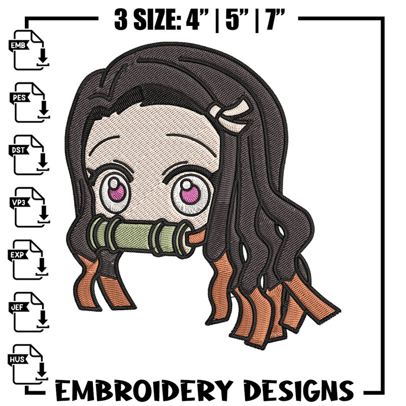 Nezuko sticker Embroidery Design, Demon slayer Embroidery, Embroidery File, Anime Embroidery, Digital download (2).jpg