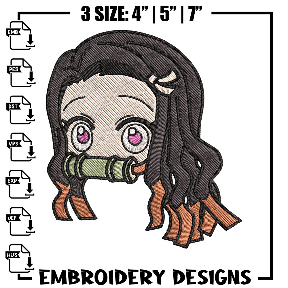 Nezuko sticker Embroidery Design, Demon slayer Embroidery, Embroidery File, Anime Embroidery, Digital download.jpg