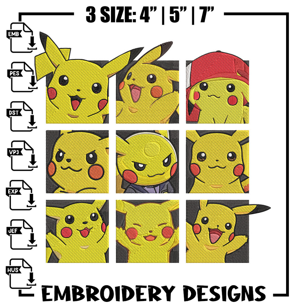 Pikachu mode Embroidery Design, Pokemon Embroidery, Embroidery File, Anime Embroidery, Anime shirt, Digital download..jpg