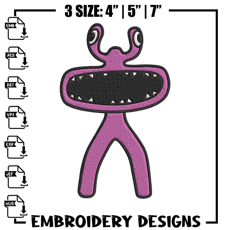 Pink Rainbow Embroidery Design, Rainbow Friends Embroidery, Embroidery File, Anime Embroidery, Digital download..jpg