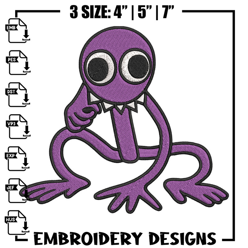 Purple Rainbow Embroidery Design, Rainbow Friends Embroidery, Embroidery File, Anime Embroidery, Digital download.jpg