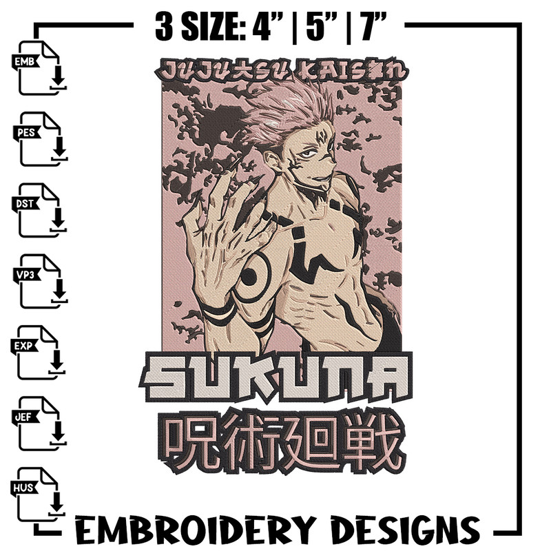 Ryomen Sukuna Embroidery Design, Jujutsu Embroidery, Embroidery File, Anime Embroidery, Anime shirt, Digital download..jpg