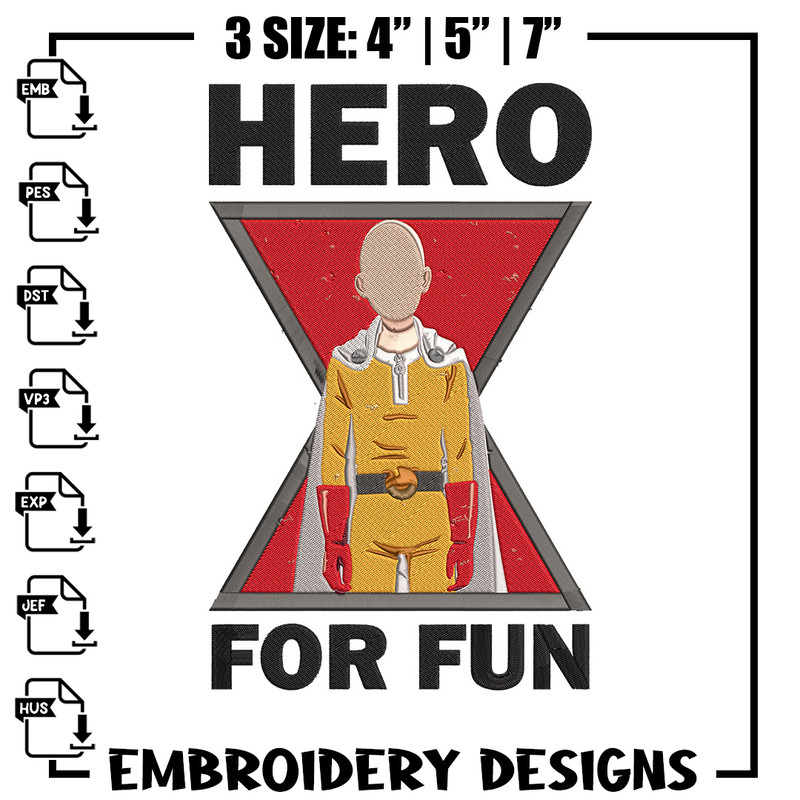 Saitama hero Embroidery Design, One punch man Embroidery, Embroidery File,Anime Embroidery,Anime shirt,Digital download.jpg