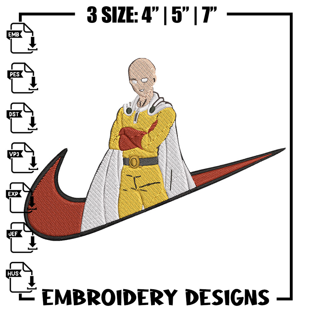 Saitama nike Embroidery Design,One punch man Embroidery, Embroidery File, Nike Embroidery, Anime shirt,Digital download.jpg