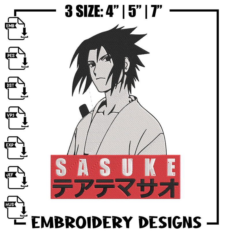 Sasuke poster Embroidery Design, Naruto Embroidery, Embroidery File, Anime Embroidery, Anime shirt, Digital download.jpg