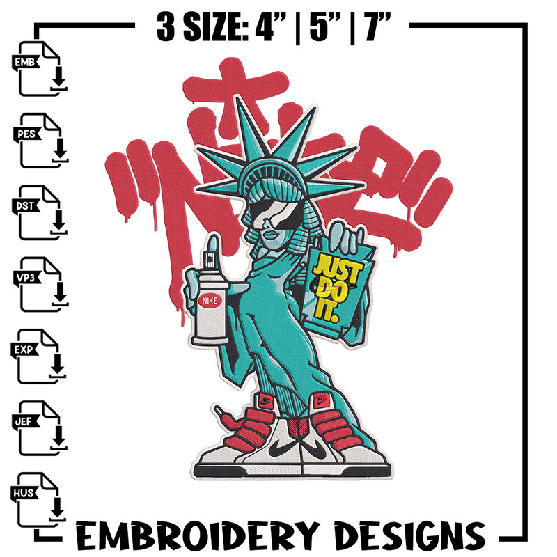 Statue of Liberty x nike Embroidery Design, Statue of Liberty Embroidery, Embroidery File, Anime Embroidery, Nike shirt.jpg