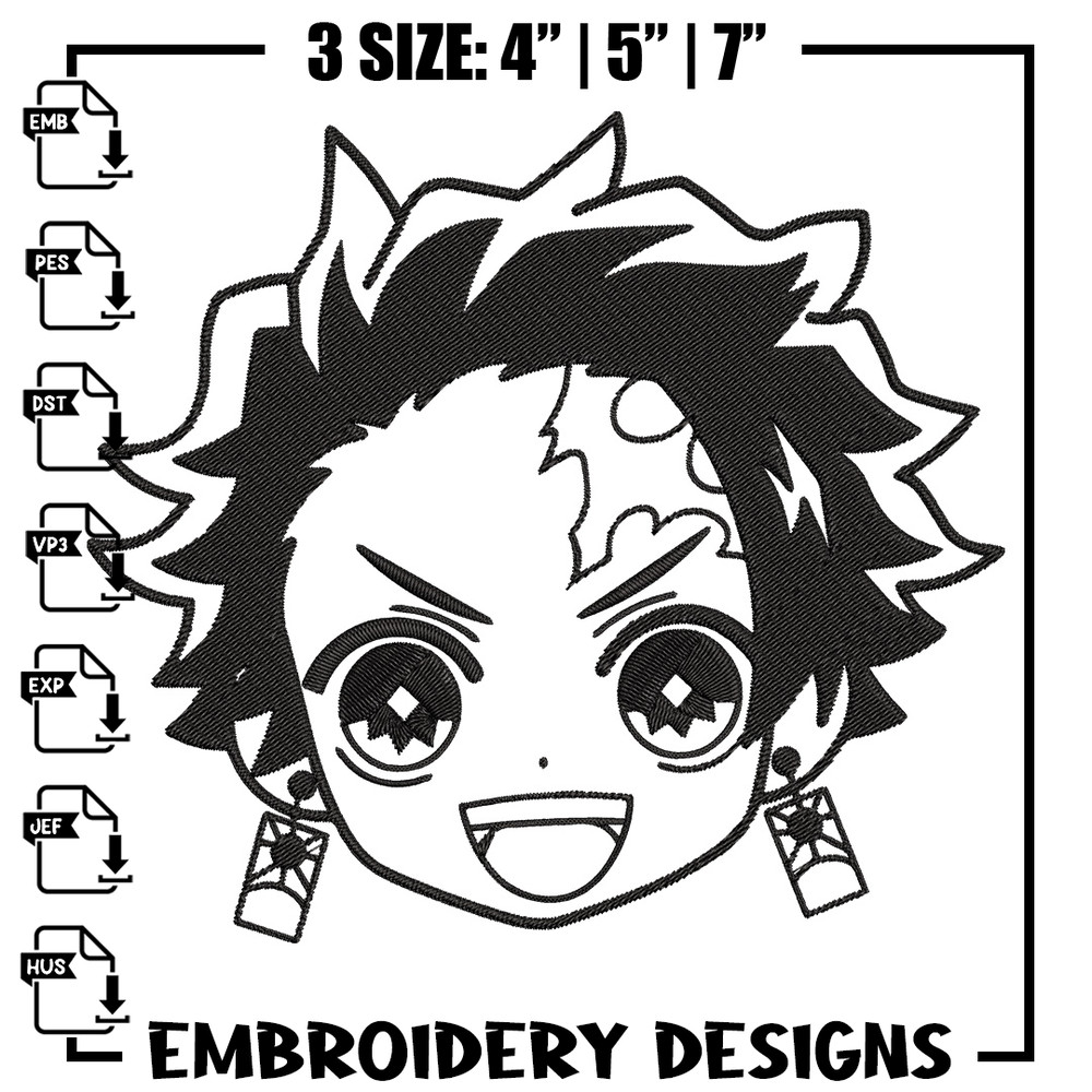 Tanjiro chibi Embroidery Design,Demon slayer Embroidery,Embroidery File,Anime Embroidery,Anime shirt, Digital download.jpg