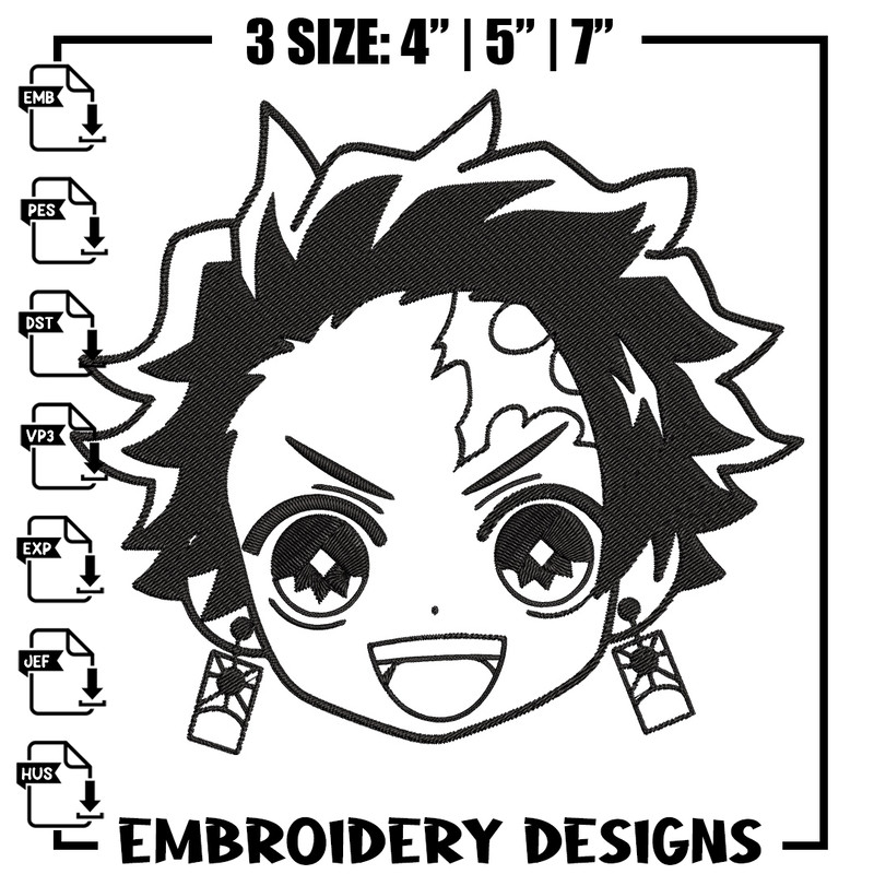 Tanjiro chibi Embroidery Design,Demon slayer Embroidery,Embroidery File,Anime Embroidery,Anime shirt, Digital download.jpg