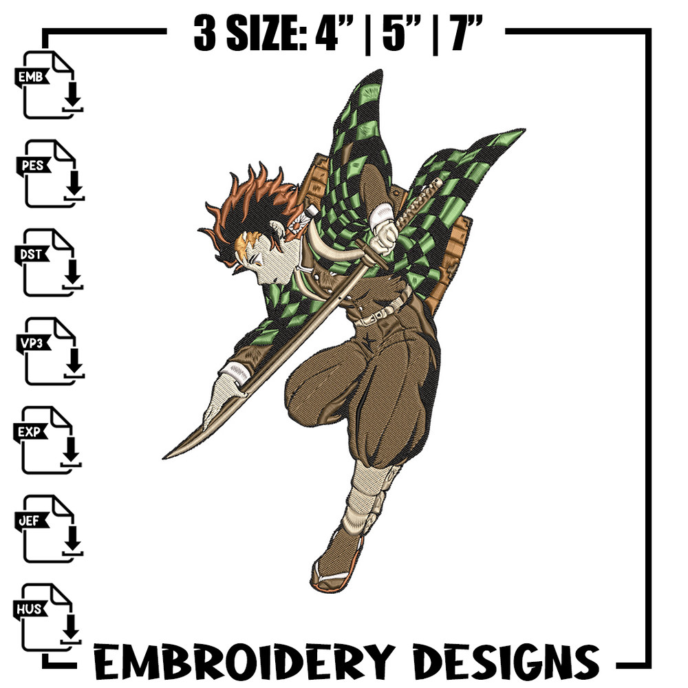Tanjiro Embroidery Design, Demon slayer Embroidery, Embroidery File, Anime Embroidery, Anime shirt, Digital download..jpg
