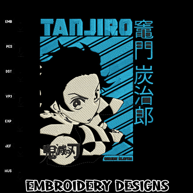 Tanjiro Poster Embroidery Design, Demon slayer Embroidery,Embroidery File, Anime Embroidery, Digital download.jpg