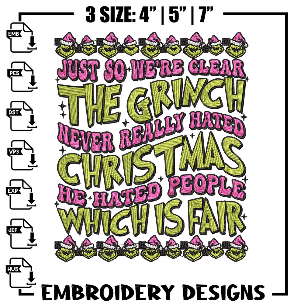 The grinch Embroidery Design, Grinch Embroidery, Embroidery File, Chrismas Embroidery, Anime shirt, Digital download.jpg