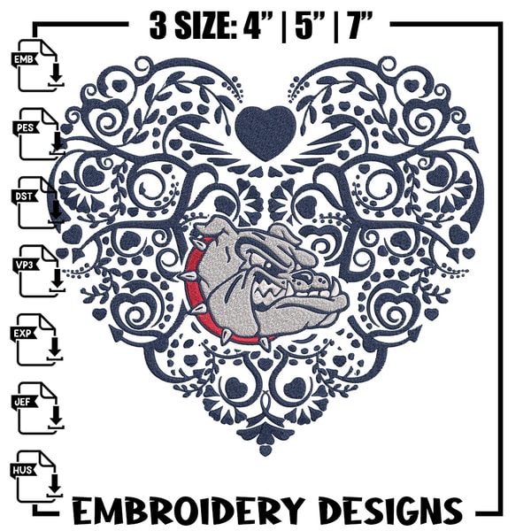 Gonzaga Bulldogs heart embroidery design,NCAA embroidery,Sport embroidery , Embroidery design, Logo sport embroidery.jpg