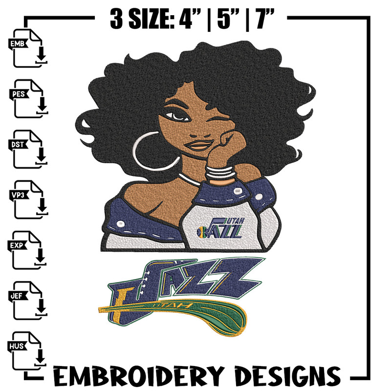 Utah Jazz girl embroidery design, NBA embroidery, Sport embroidery, Embroidery design, Logo sport embroidery.jpg