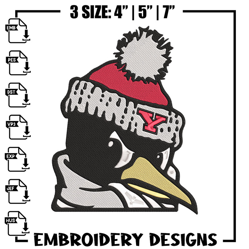 Youngstown State Penguins embroidery design, NCAA embroidery, Sport embroidery,Logo sport embroidery,Embroidery design.jpg