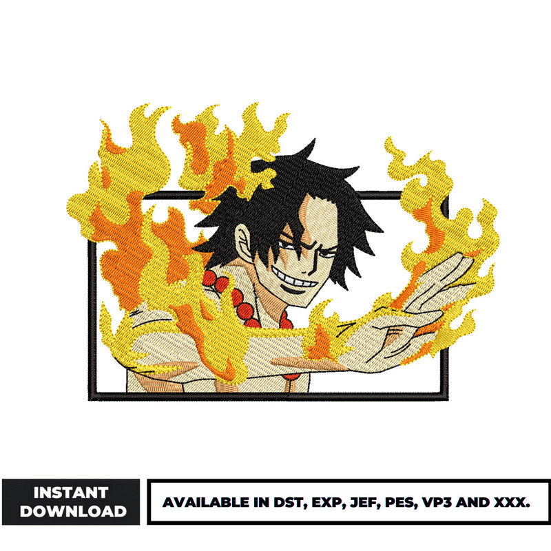 Ace fire embroidery design