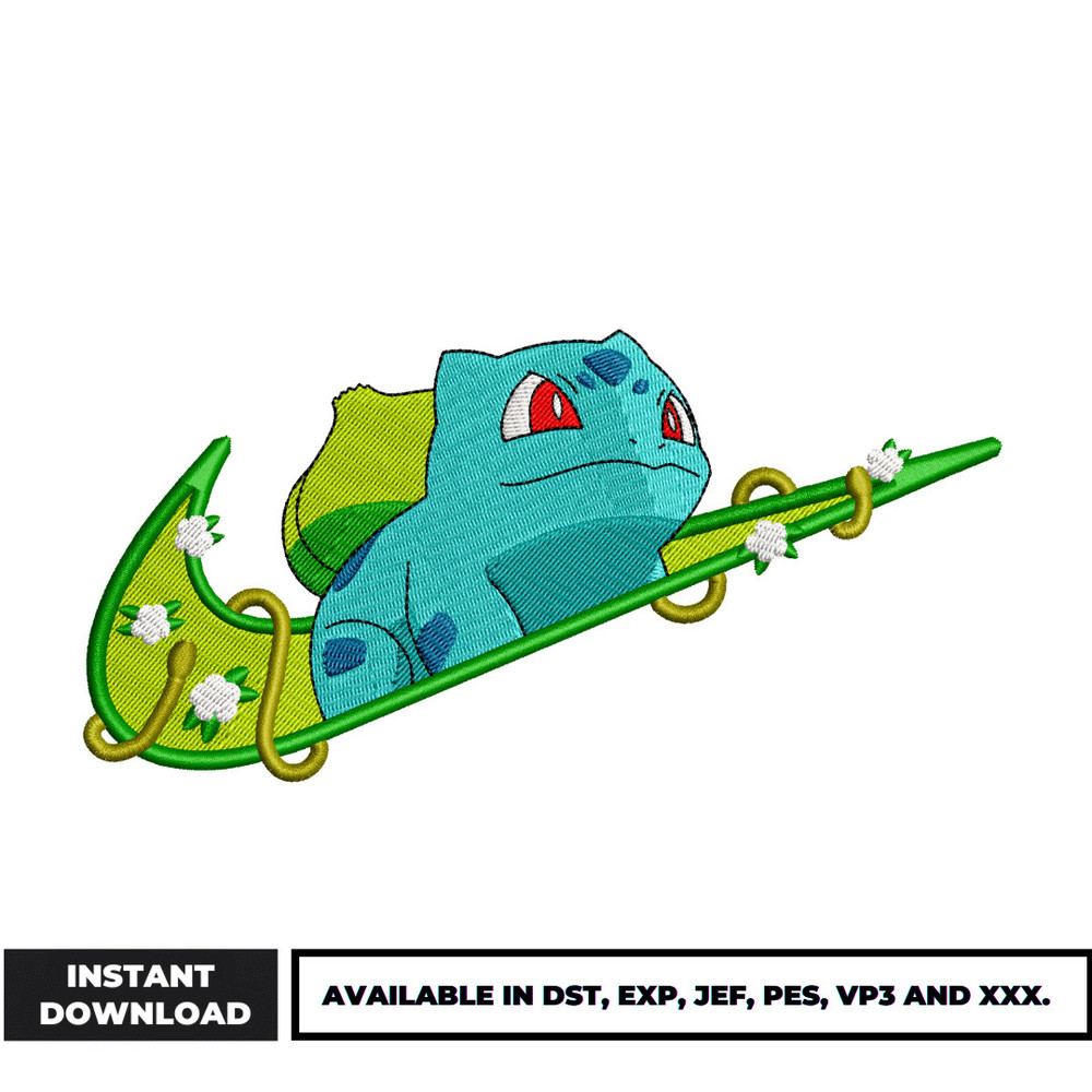 Bulbasaur Swoosh embroidery design